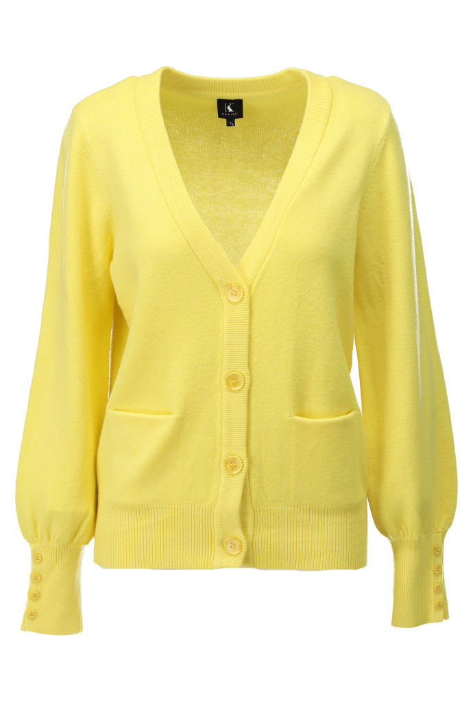K-design - Cardigan met V-hals en zakjes (A830Goldfinch) - What Els!