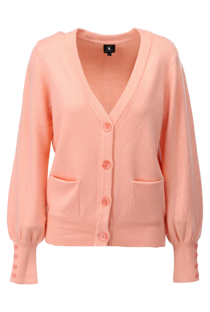 K-design - Cardigan met V-hals en zakjes (A830Peach nectar) - What Els!