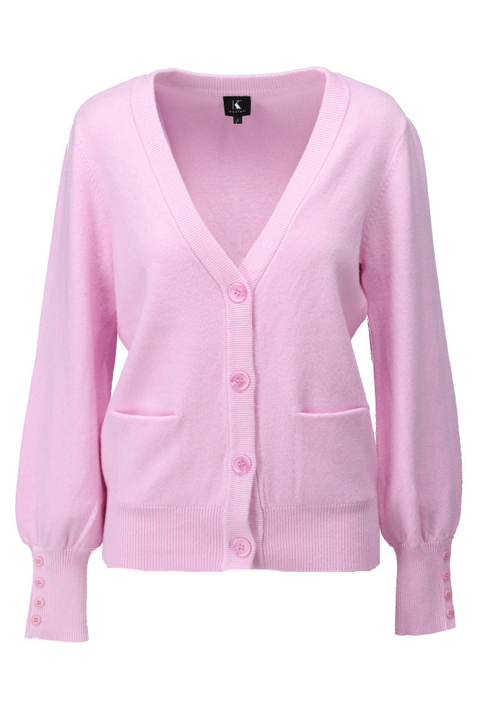 K-design - Cardigan met V-hals en zakjes (A830Pink tulle) - What Els!