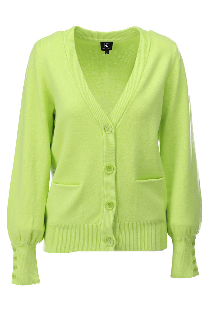 K-design - Cardigan met V-hals en zakjes (A830Sharp green) - What Els!