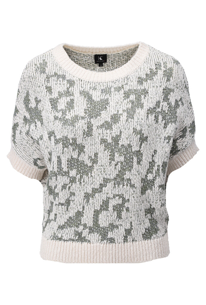 K-design - Pull met ronde hals in speciale brei met vleermuismouwen (A843Khaki) - What Els!