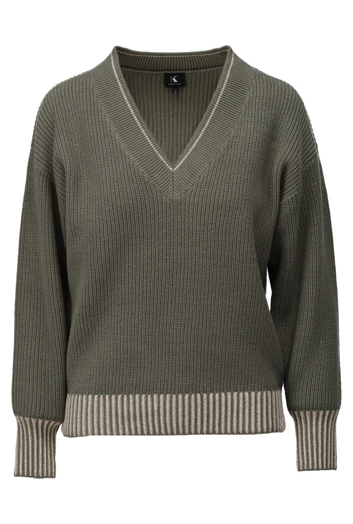 K-design - Pull met V-hals en lurex (A845Sea spray) - What Els!