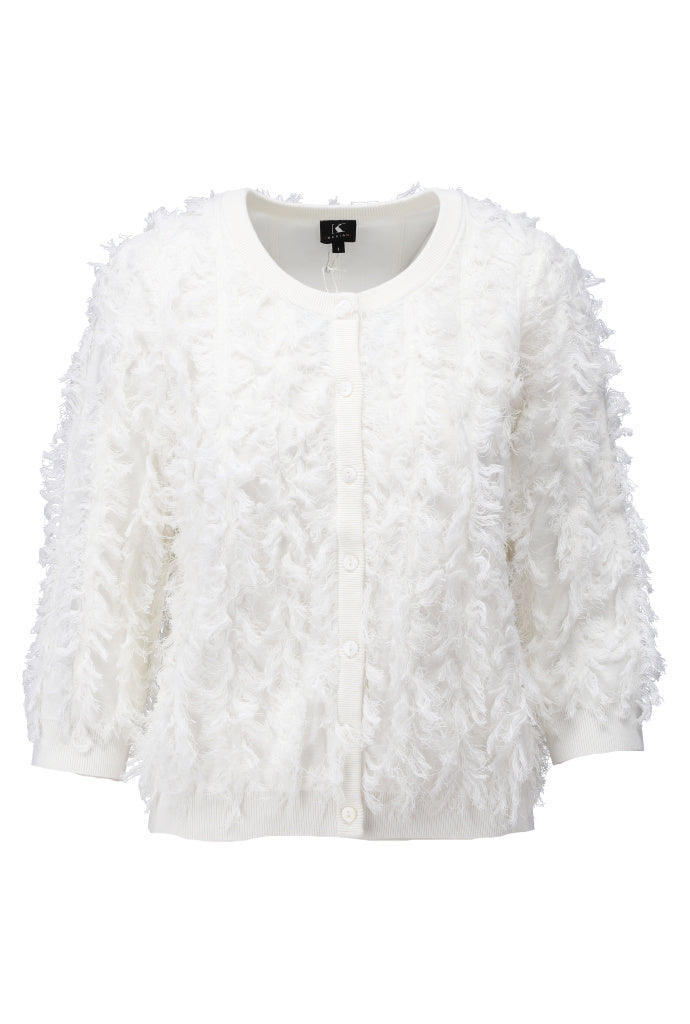 K-design - Cardigan met franjes (A847Ecru) - What Els!