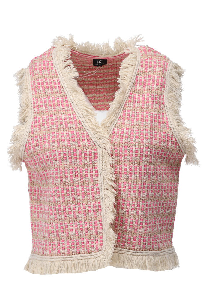 K-design - Gilet met franjes (A849Pink) - What Els!
