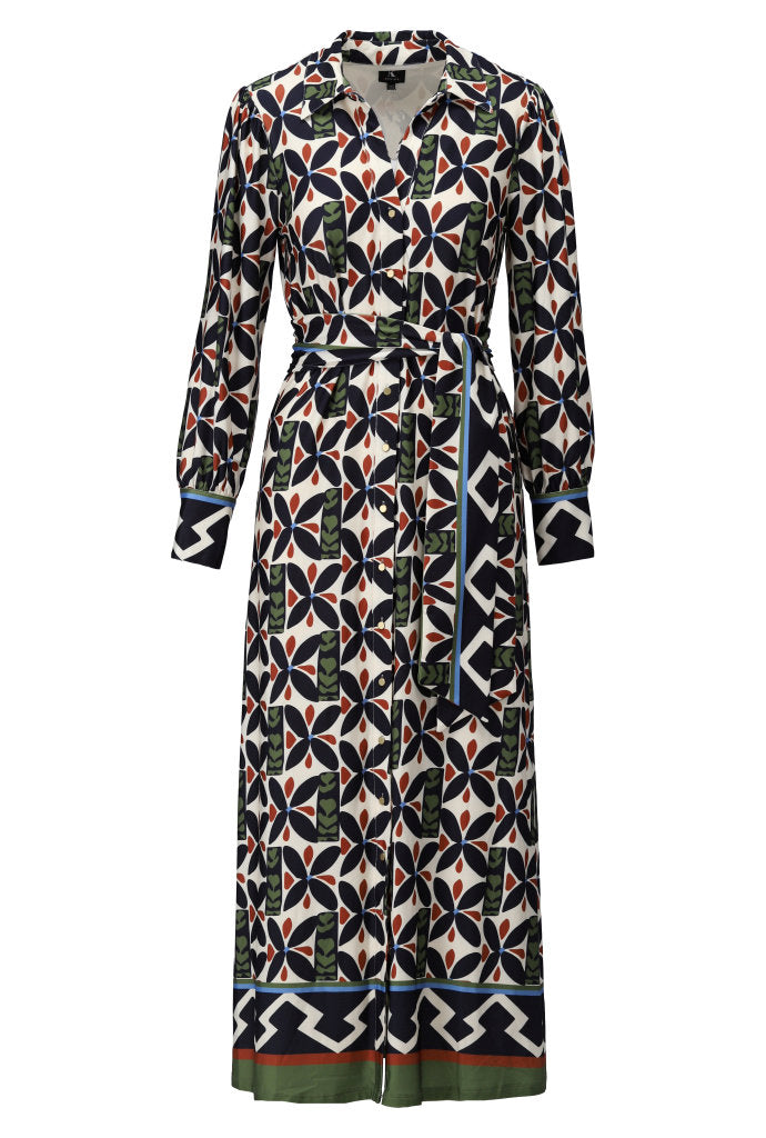 K-Design Maxi jurk met zakjes & design - B107 - Wit