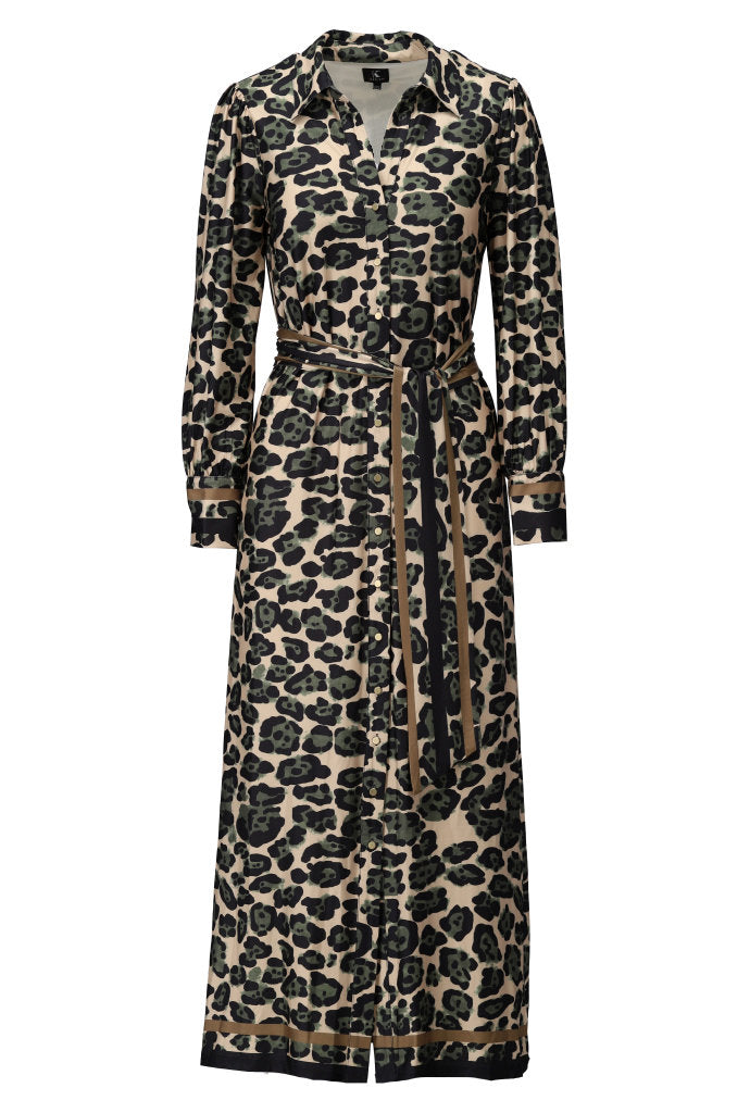 K-Design Maxi jurk met luipaard design - B112 - Beige