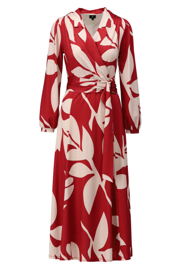 K-Design Maxi crossover jurk met design - B118 - Rood