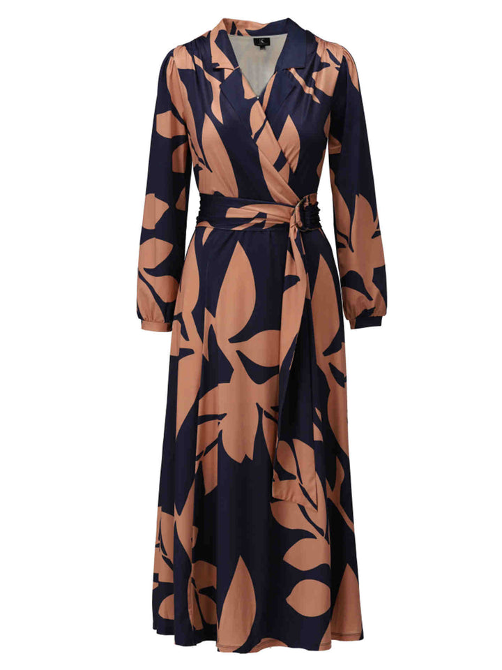 K-Design - Maxi crossover jurk met design en stoffen riem (B118)