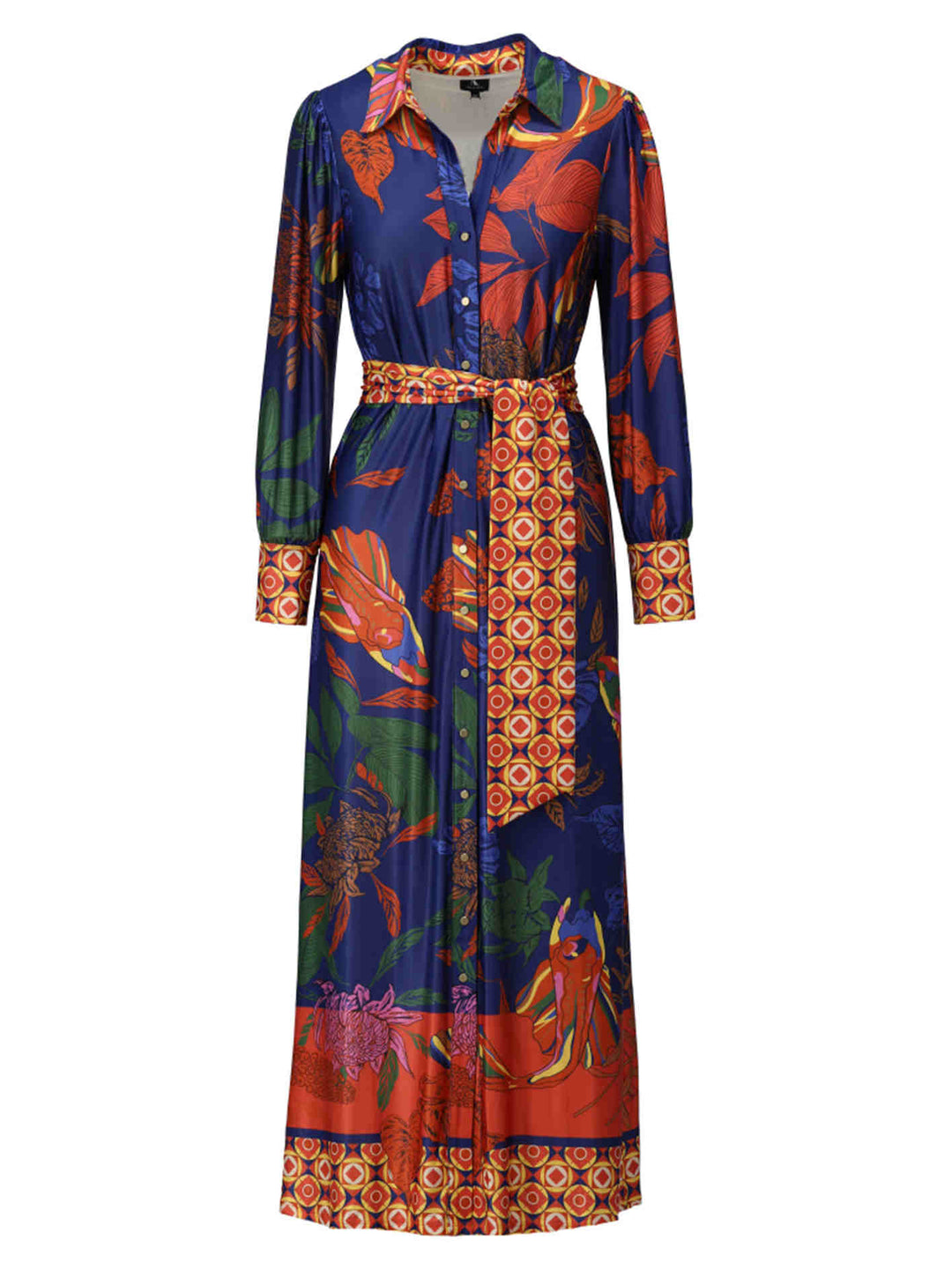 K-Design Maxi jurk met zakjes & design - B119 - Blauw