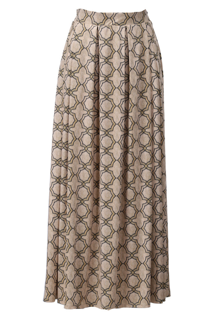 K-Design Rok met plooien & design - B252 - Beige
