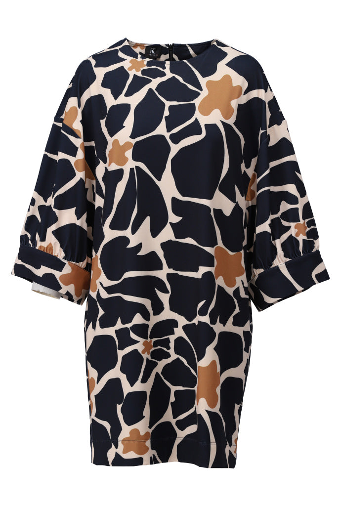 K-Design Jurk met ronde hals & design - B300 - Blauw