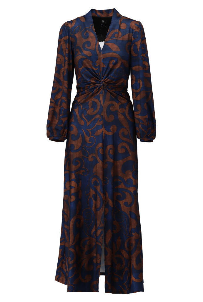 K-Design Maxi jurk met design - B314 - Blauw