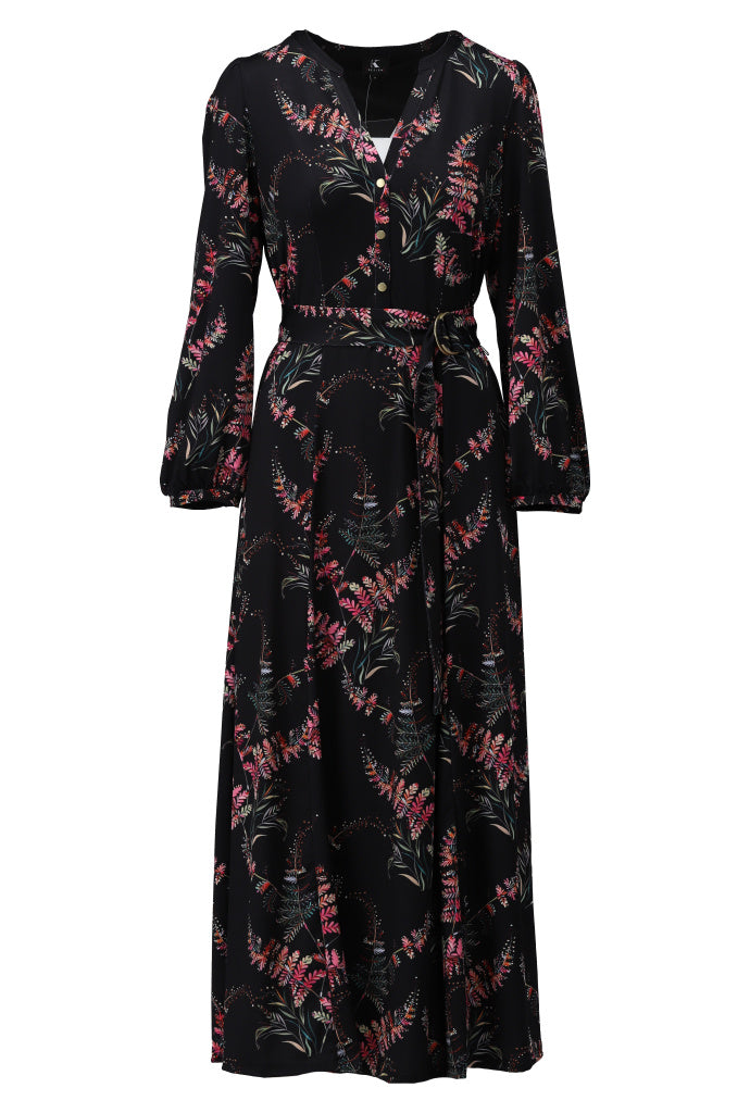 K-Design Maxi jurk met design - B322 - Zwart