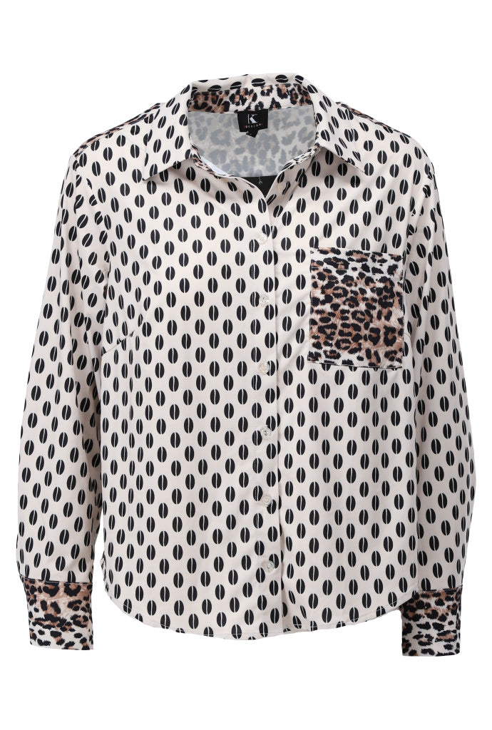 K-Design Blouse met design - B328 - Beige
