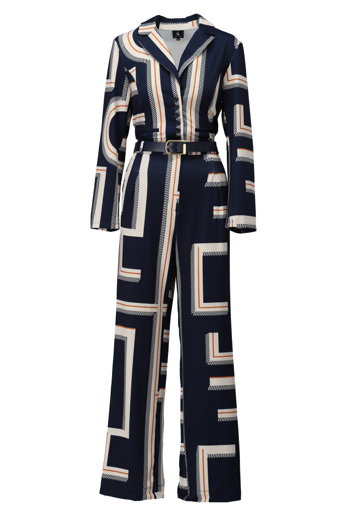 K-Design - Jumpsuit met design & bijpassende riem (B331)