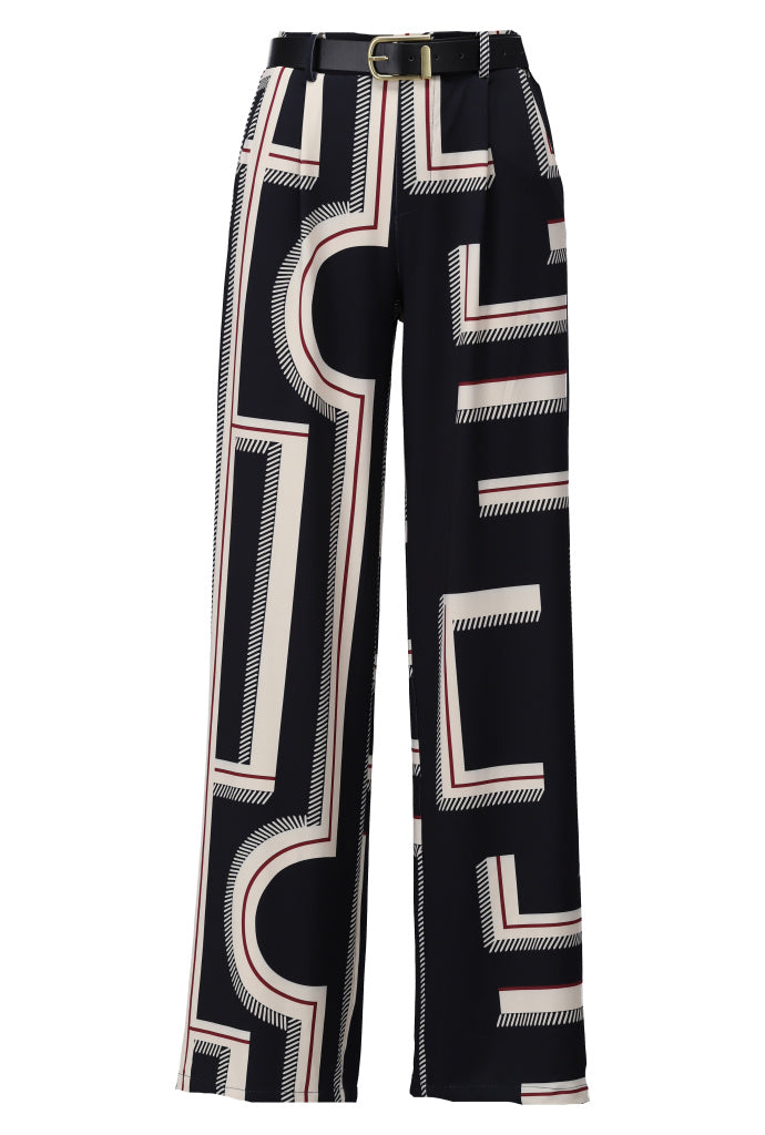 K-Design Broek met design & RIEM - B332 - Zwart