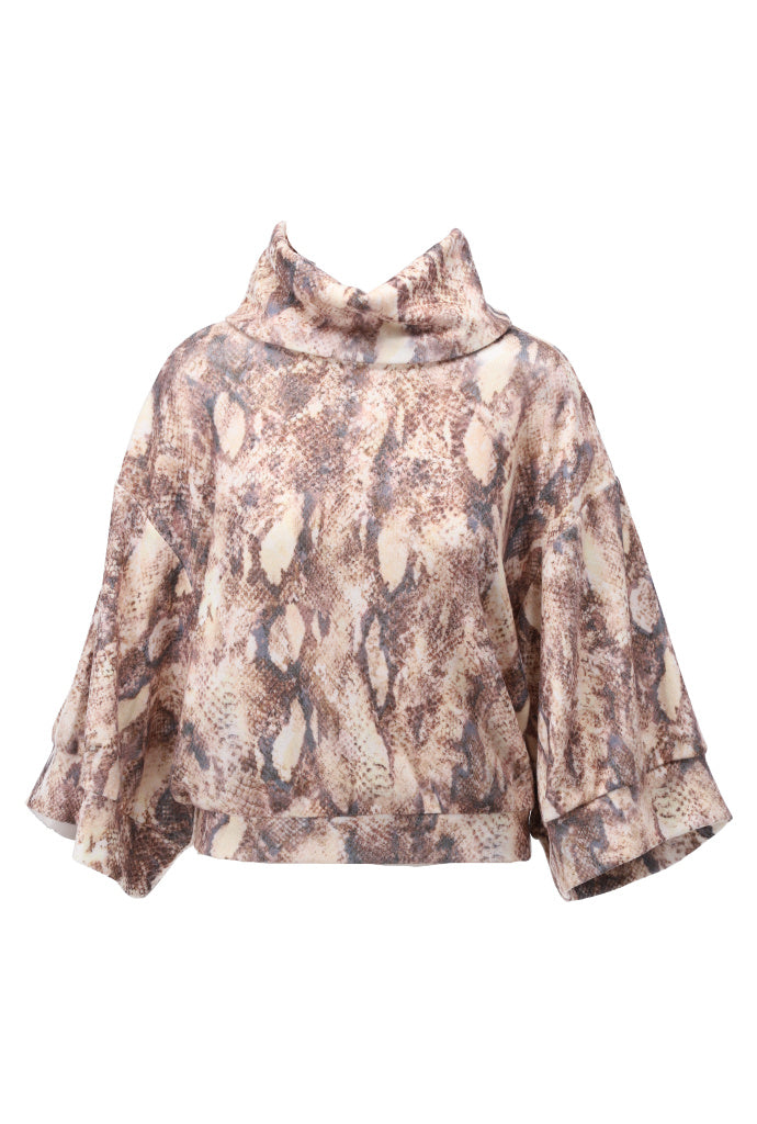 K-Design Top met rolkraag & design - B405 - Beige