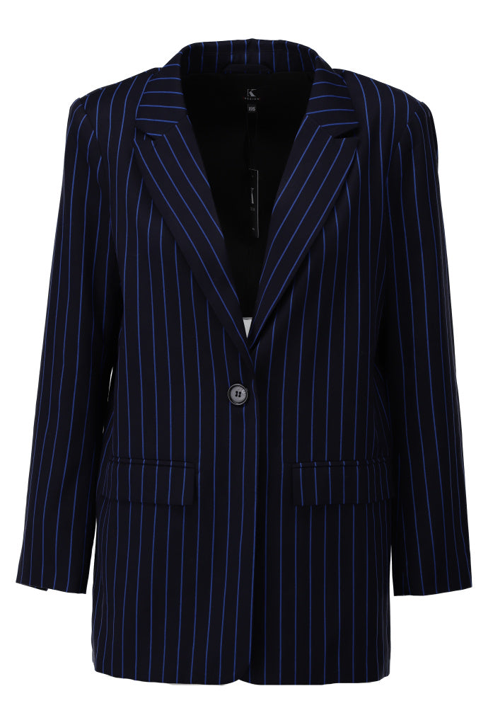 K-Design Blazer met krijtstreep - B603 - Blauw