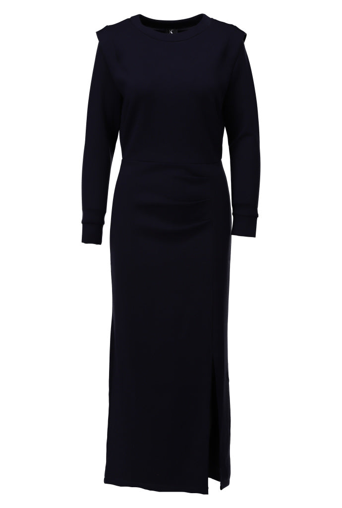 K-Design - Maxi jurk met plooitjes en split (B634)