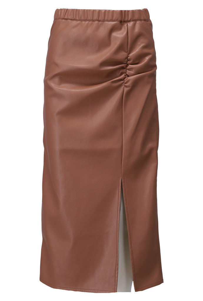 K-Design - Vegan lederen rok met split (B753)