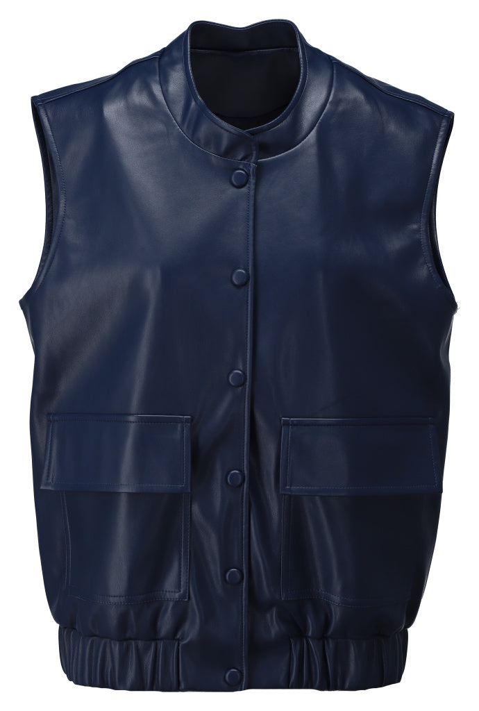 K-Design Vegan lederen bomber jas - B759 - Navy