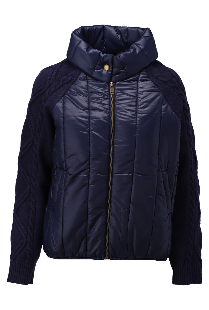 K-Design Gewatteerde jas met gebreide mouwen - B814 - Marineblauw