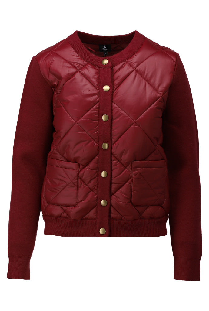 K-Design Gewatteerde cardigan met gebreide mouwen - B815 - Rood
