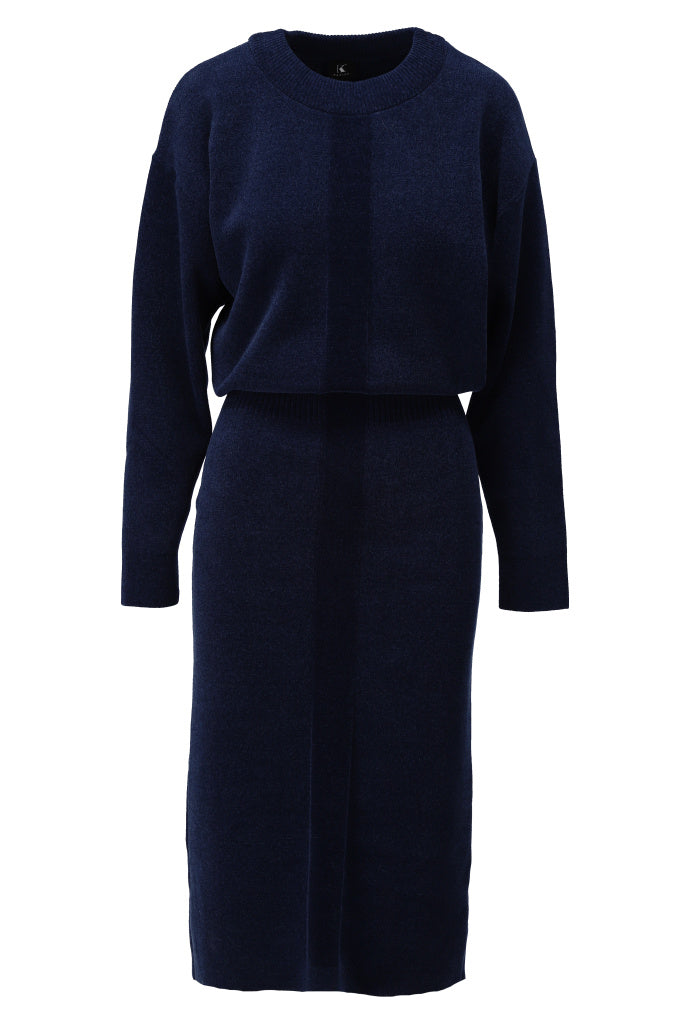 K-Design Zachte midi jurk - B830 - Donkerblauw