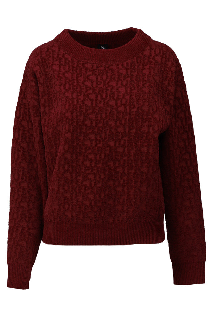 K-Design Pull met tekst - B834 - Bordeaux