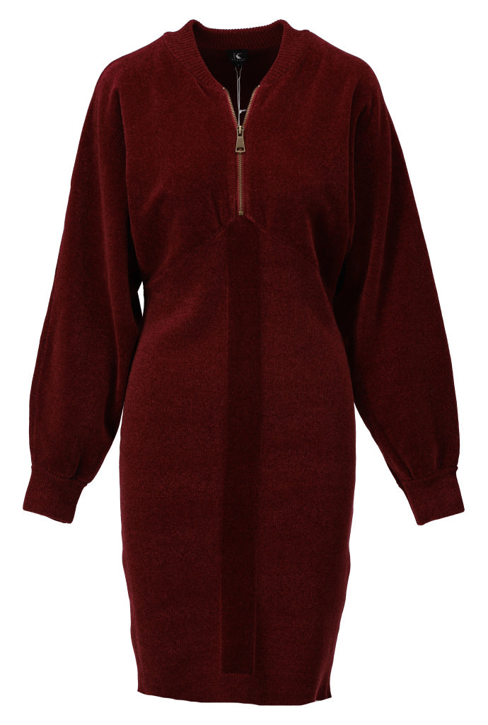 K-Design Zachte jurk met rits - B838 - Donkerrood