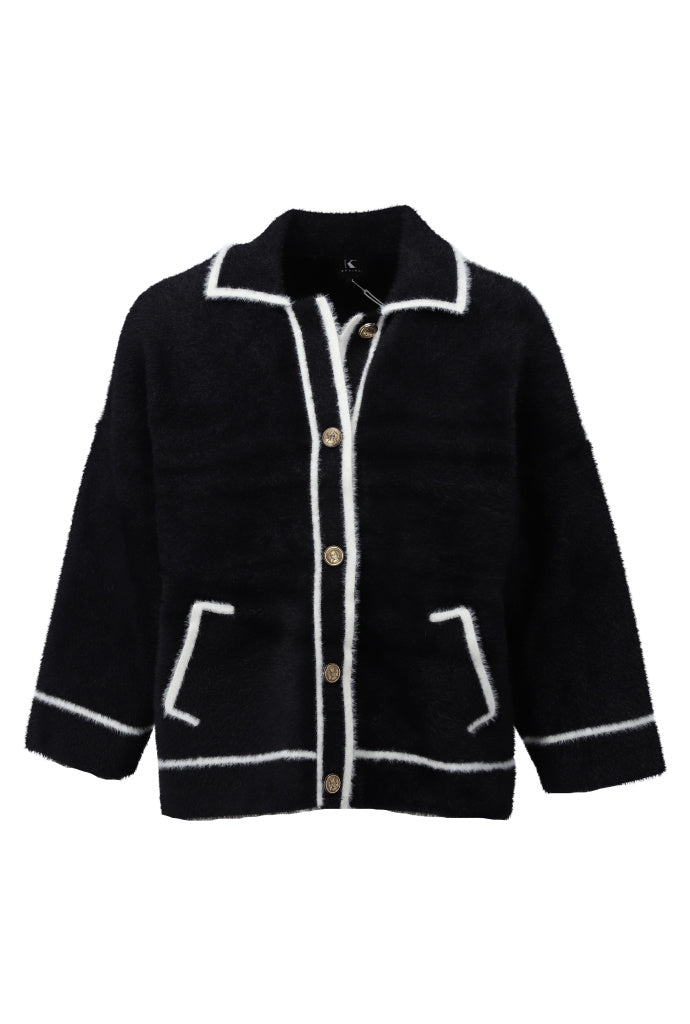 K-Design Cardigan met knopen - B846 - Zwart