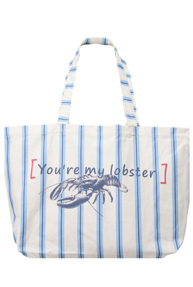 You're My Lobster — Gestreepte strandtas — packshot blue