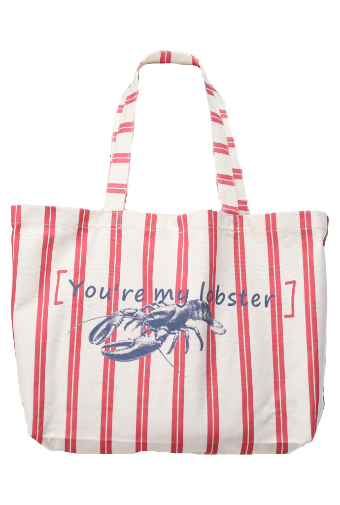 You're My Lobster — Gestreepte strandtas — packshot red