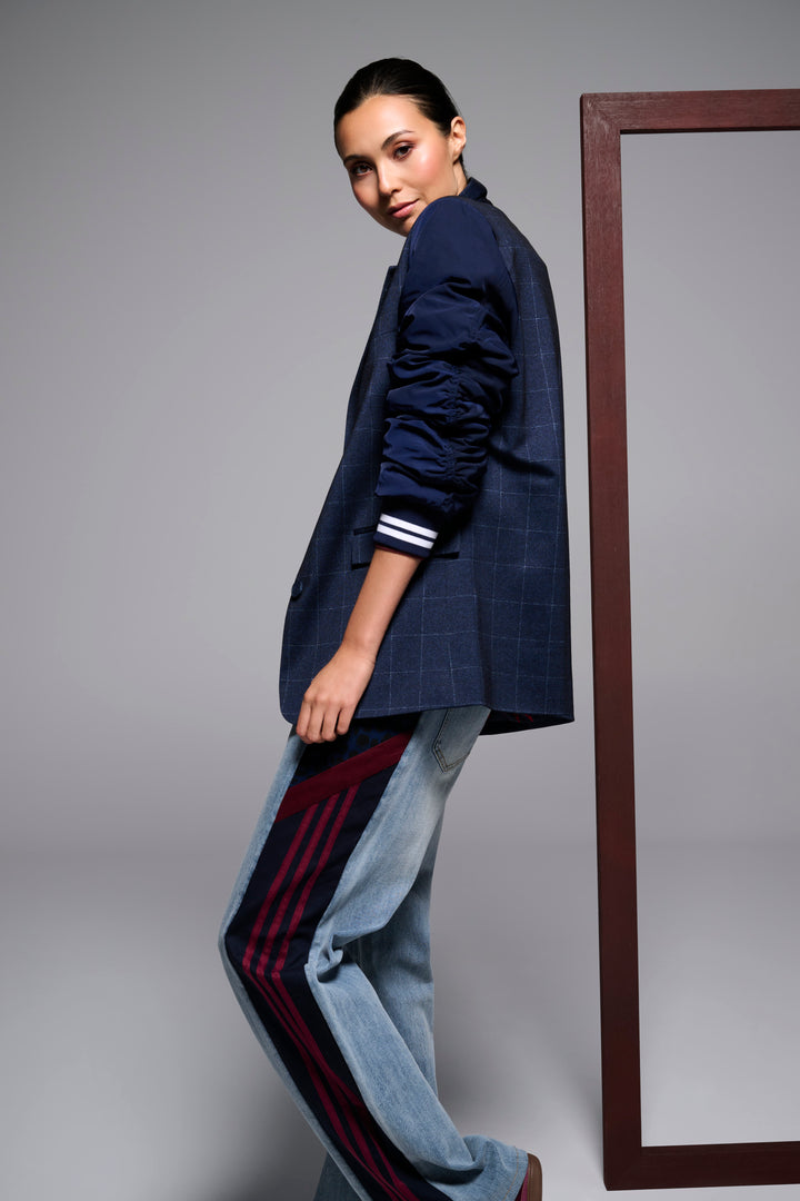 You're My Lobster — Blazer met gestreepte manchet — publicity dark blue knit