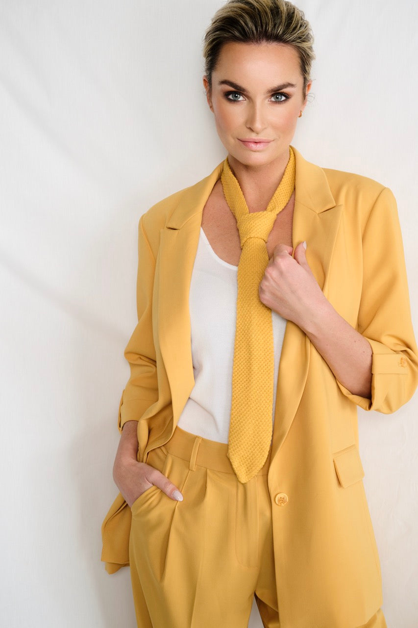 K-design - Wijde broek met plooien (A603Golden apricot) - What Els!
