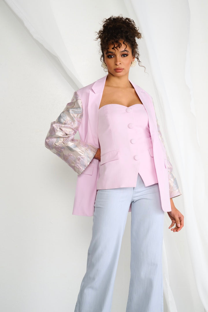K-design - Blazer in kimono stijl (A610Pink tulle) - What Els!