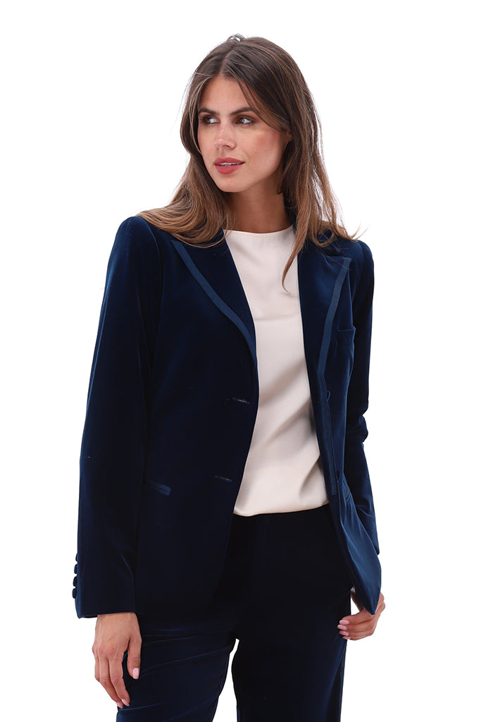 K-Design - Fluweel blazer met satijn details (B600)