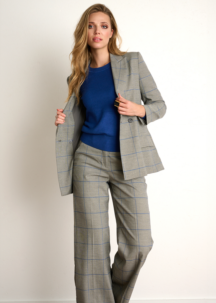 K-design - Blazer met prince de galles ruit en rits in mouw - What Els!