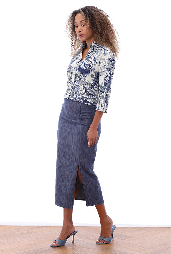 K-design - Oversized blouse met print, knopen en zakjes (A311P958) - What Els!