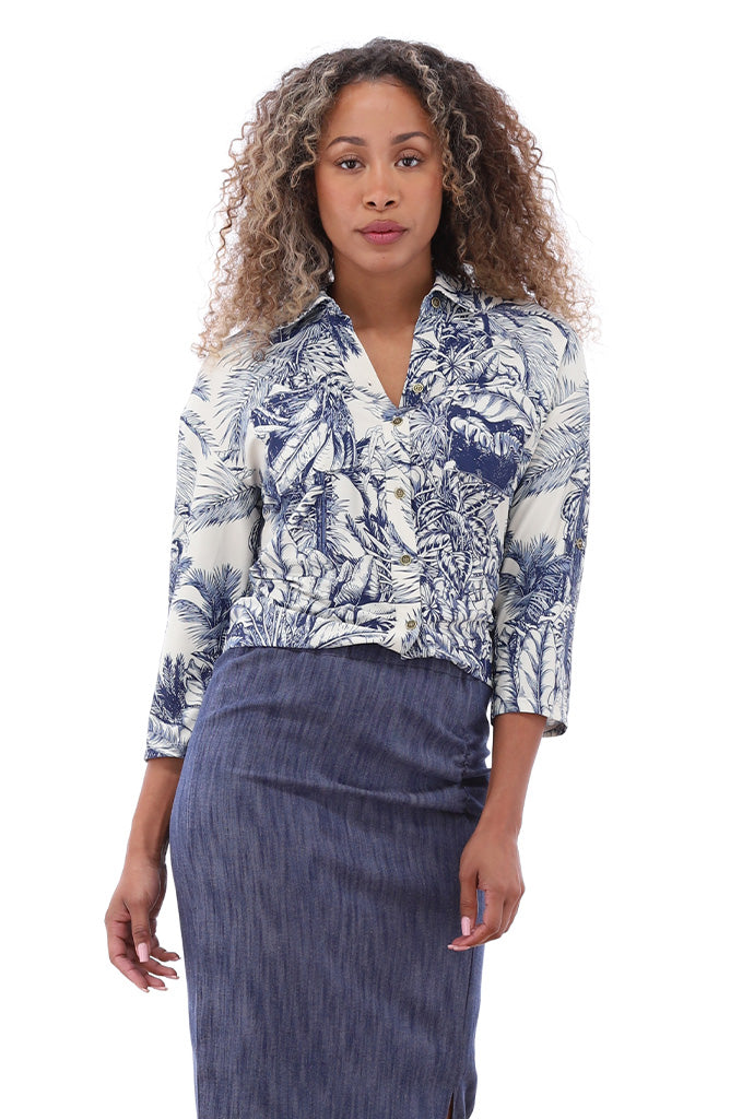K-design - Oversized blouse met print, knopen en zakjes (A311P958) - What Els!