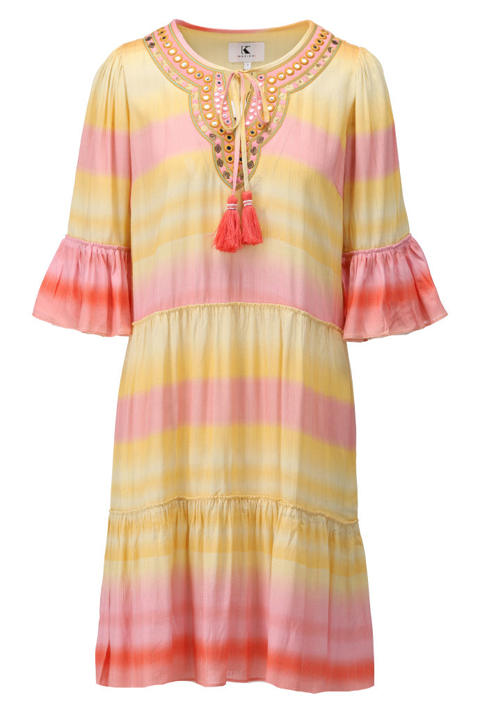 K-design - Jurk met print en volants (C153)