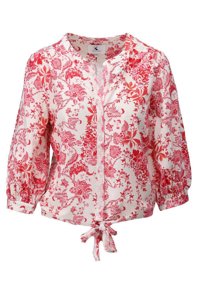 K-design - Blouse met print en pofmouwen (C161)