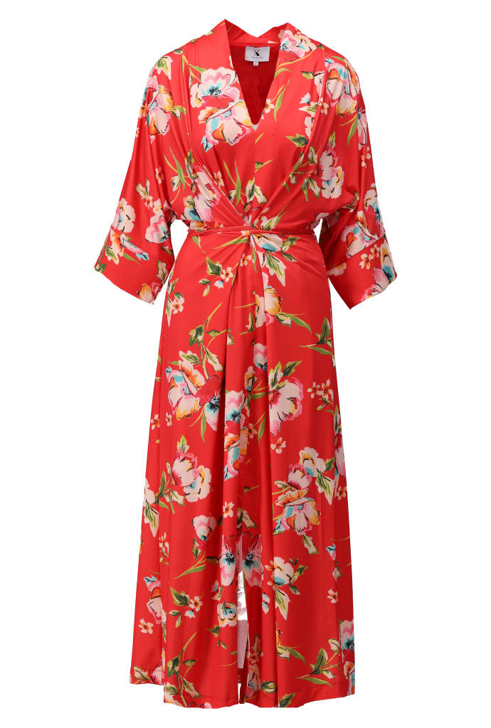 K-design - Maxi jurk met bloemenprint (C201) valt zeer ruim