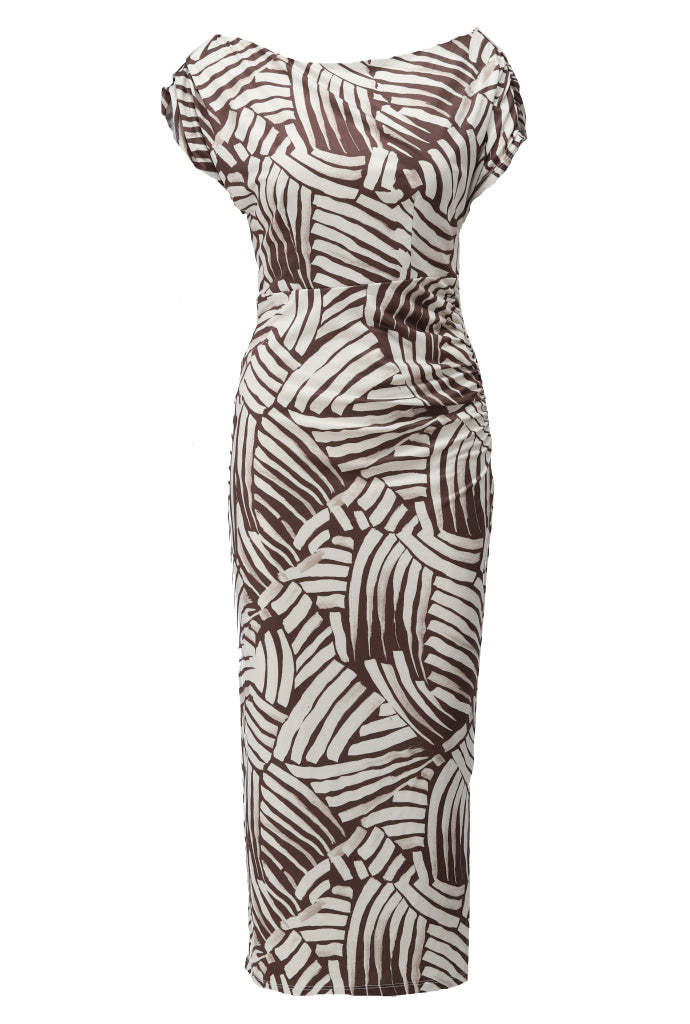 K-design - Off shoulder maxi dress met print (C205)