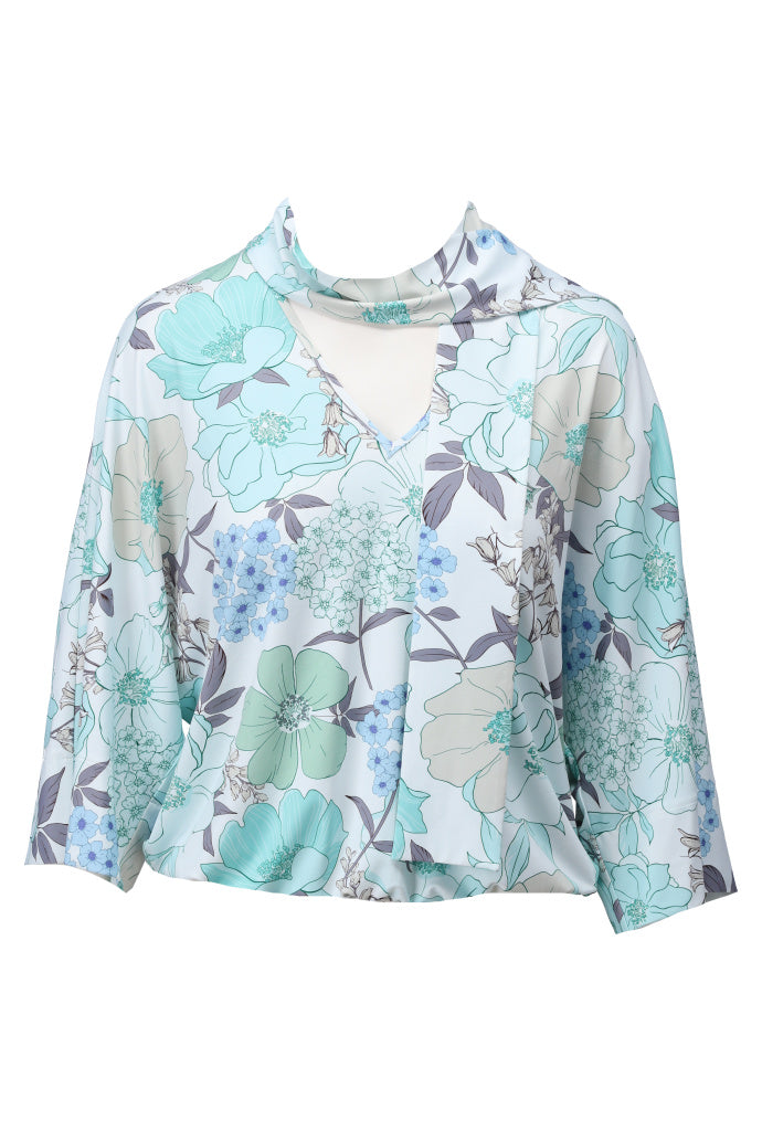 K-design - V hals top met print en sjaaltje (C314)