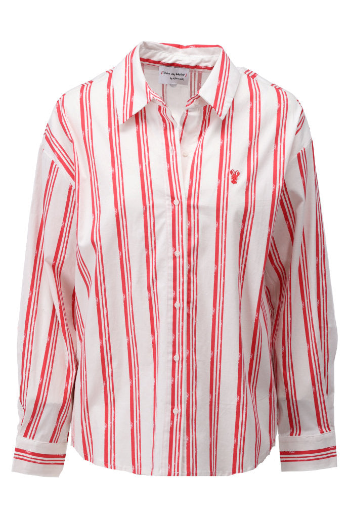 You're my lobster - Blouse met strepen & kreeft (C700L)