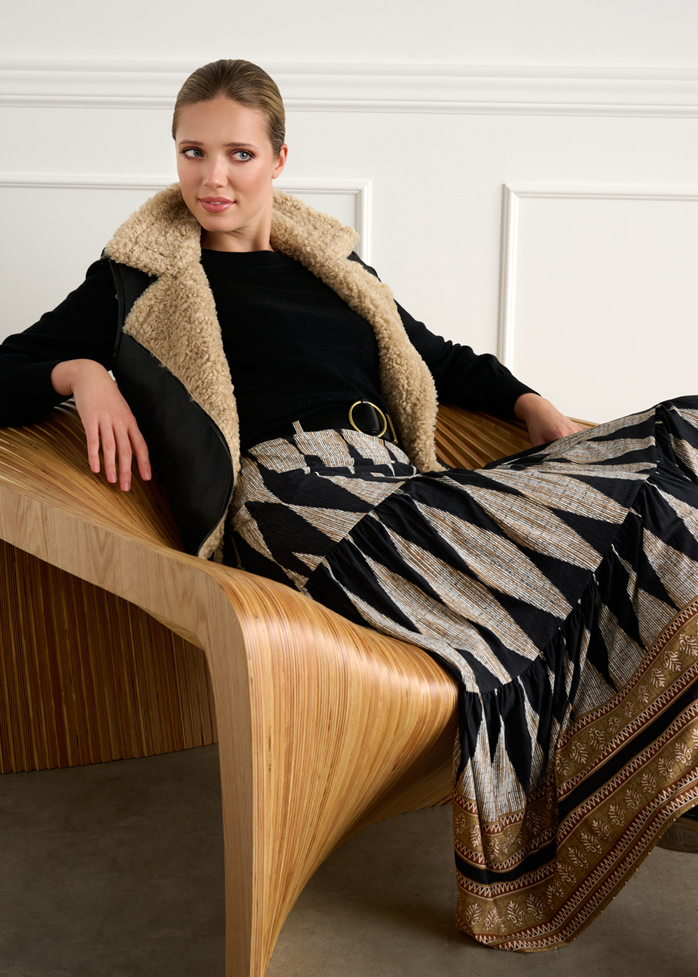 K-design - Rok met print, volants en bijpassende riem - What Els!