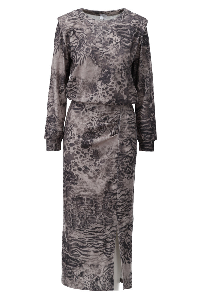 K-design — Soft touch maxi jurk met split — packshot