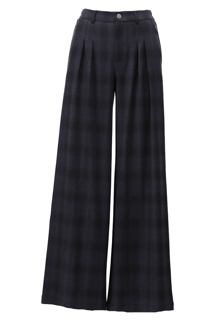 Broek met krijtstreep & plooien - D407L