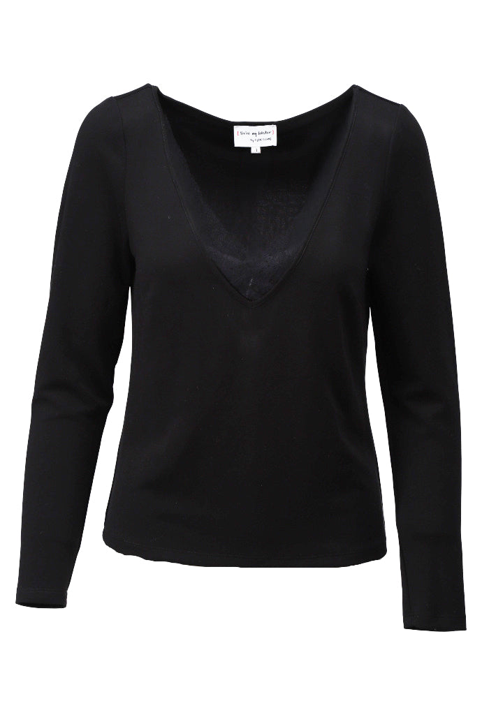 V hals top met kant - D457L